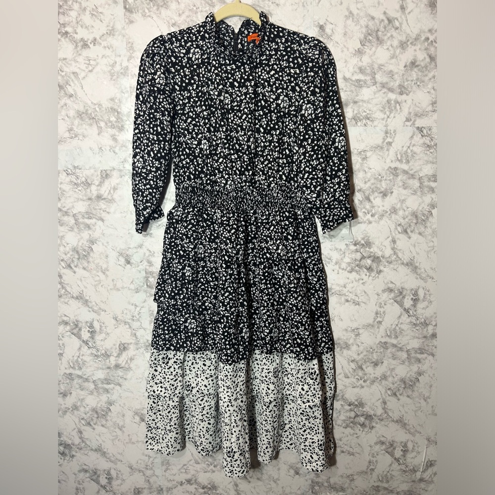 Vintage Maple Cliff Women Floral Dress Sz S 3/4 Sleeve Tiered EUC    1